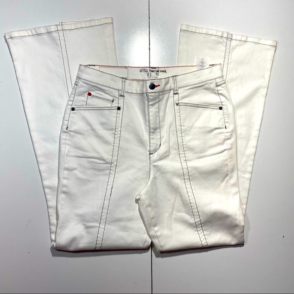 Peace Love World White Cotton High Waisted Front Slit Pants Size 10 NWOT - Picture 4 of 16